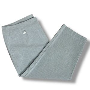 Tahari T Striped Capri Pants Gray and White Women's Plus Size 2X Straight Leg
